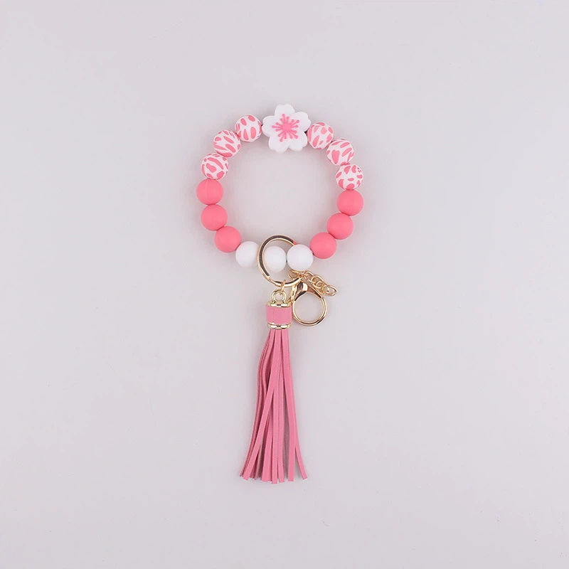 pink flower key ring pink flower key ring